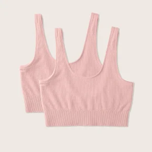 2-Pack Ribbad Sömlös Bambu-BH